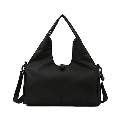 Gym Tote Bag with Shoe Compartment for Women Travel Duffel Bag Yoga Mat Holder Black