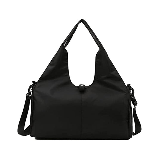 Gym Tote Bag with Shoe Compartment for Women Travel Duffel Bag Yoga Mat Holder Black