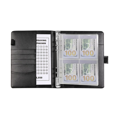 100 Envelope Challenge Binder Budget Planner Savings Book with 200 Card Slots Black