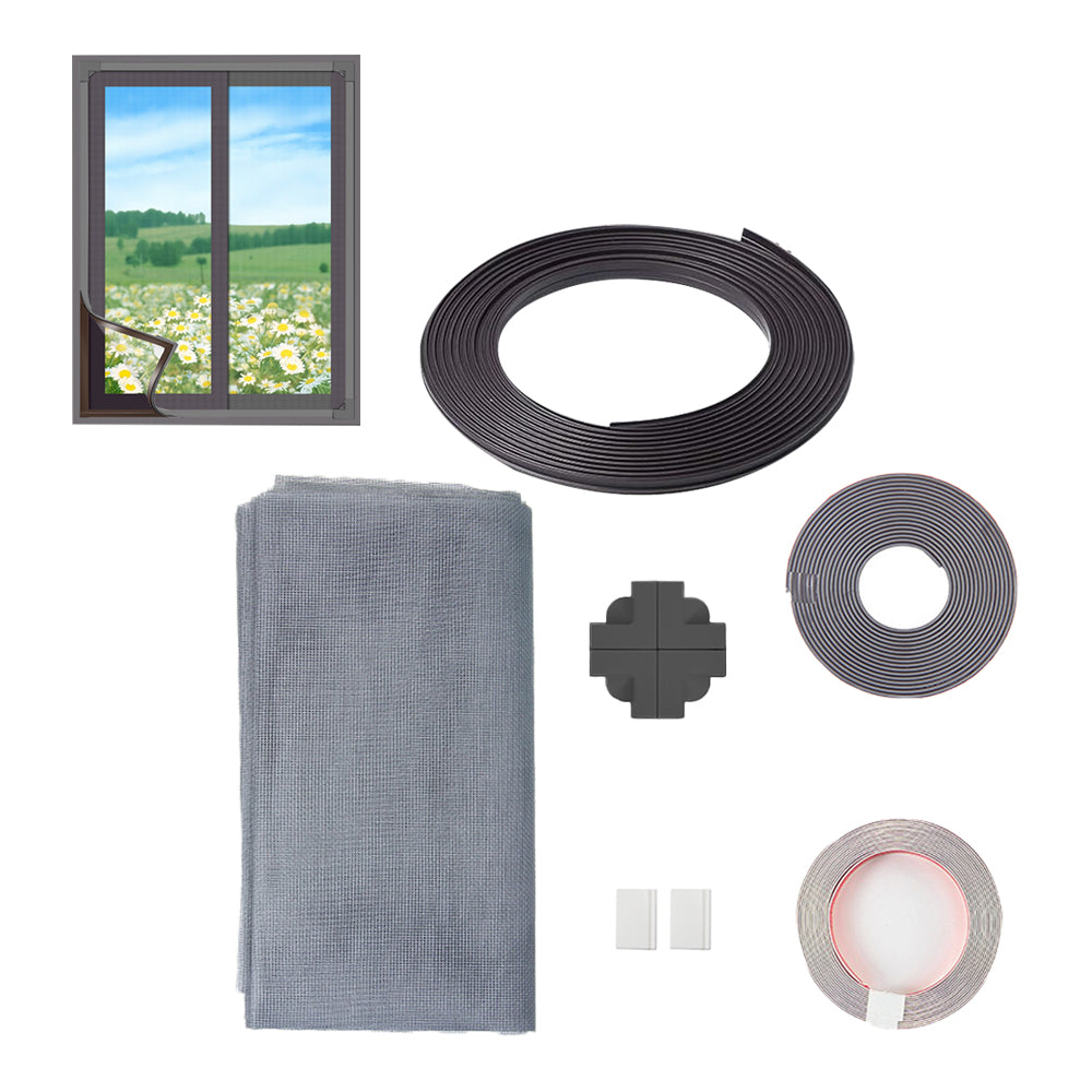 Adjustable DIY Magnetic Window Screen Fiberglass Mesh Screen Grey