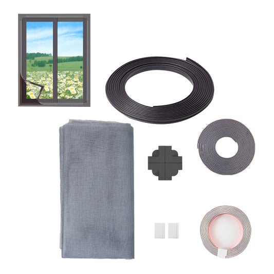 Adjustable DIY Magnetic Window Screen Fiberglass Mesh Screen Grey