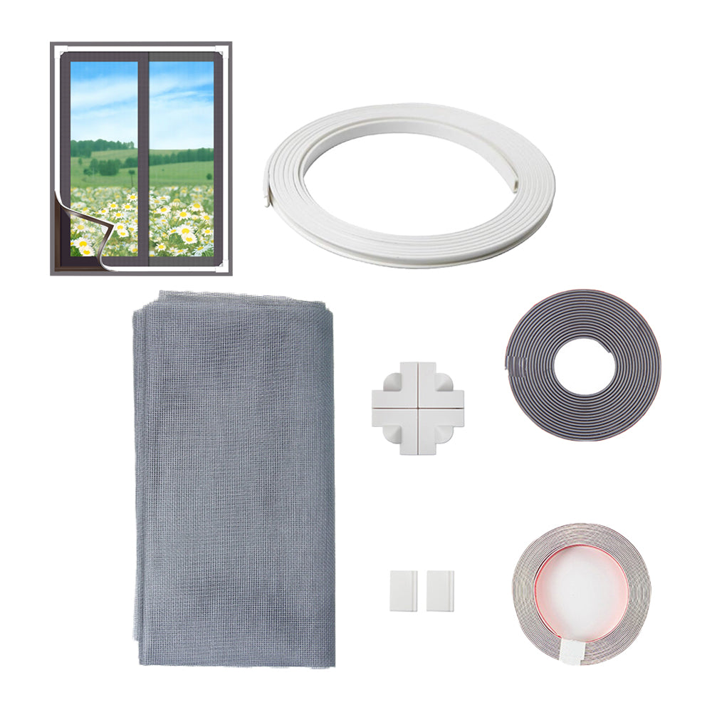 Adjustable DIY Magnetic Window Screen Fiberglass Mesh Screen White