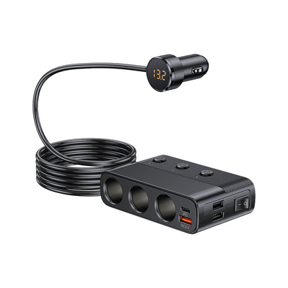 128W Car USB Charger Adapter with ON-OFF Switch QC 3.0 PD Fast Type-c Car Charging