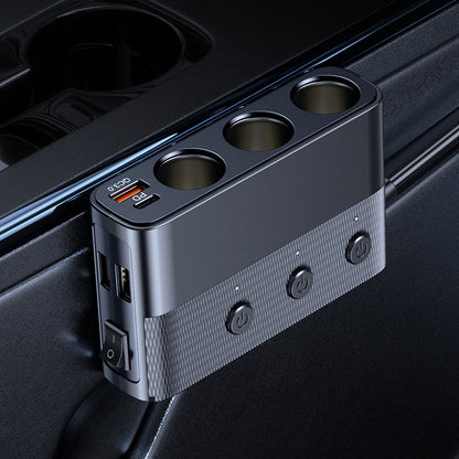 128W Car USB Charger Adapter with ON-OFF Switch QC 3.0 PD Fast Type-c Car Charging