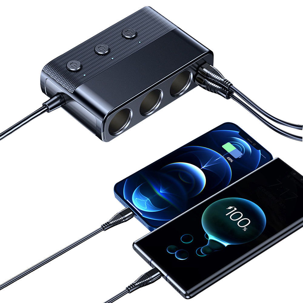 128W Car USB Charger Adapter with ON-OFF Switch QC 3.0 PD Fast Type-c Car Charging