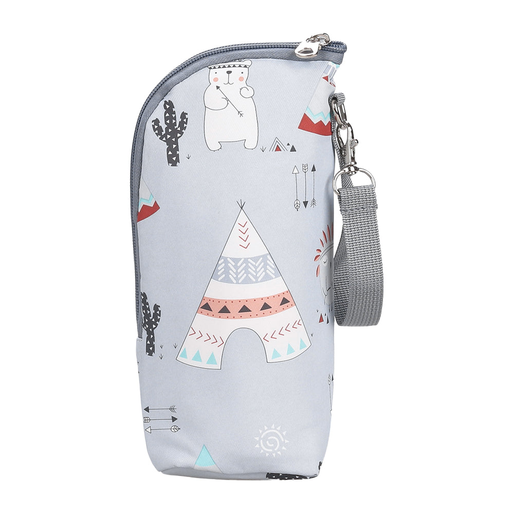 Portable Baby Feeding Milk Bottle Warmer Bag Insulation Thermal Bag Baby Bottle Holder Light Grey