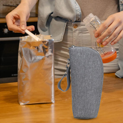 Portable Baby Feeding Milk Bottle Warmer Bag Insulation Thermal Bag Baby Bottle Holder Grey