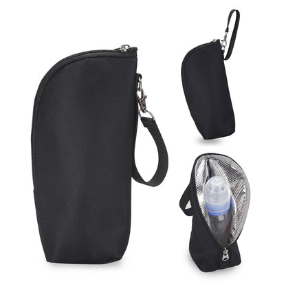 Portable Baby Feeding Milk Bottle Warmer Bag Insulation Thermal Bag Baby Bottle Holder Black