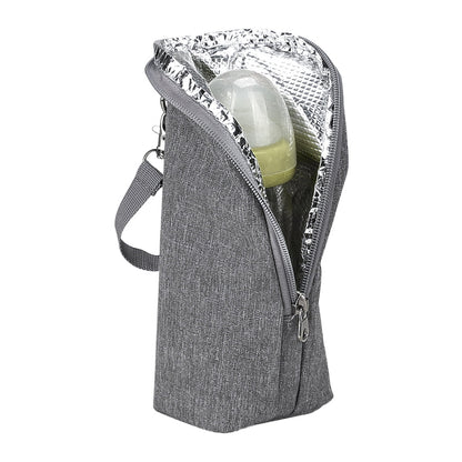 Portable Baby Feeding Milk Bottle Warmer Bag Insulation Thermal Bag Baby Bottle Holder Grey
