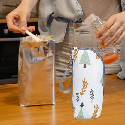 Portable Baby Feeding Milk Bottle Warmer Bag Insulation Thermal Bag Baby Bottle Holder White