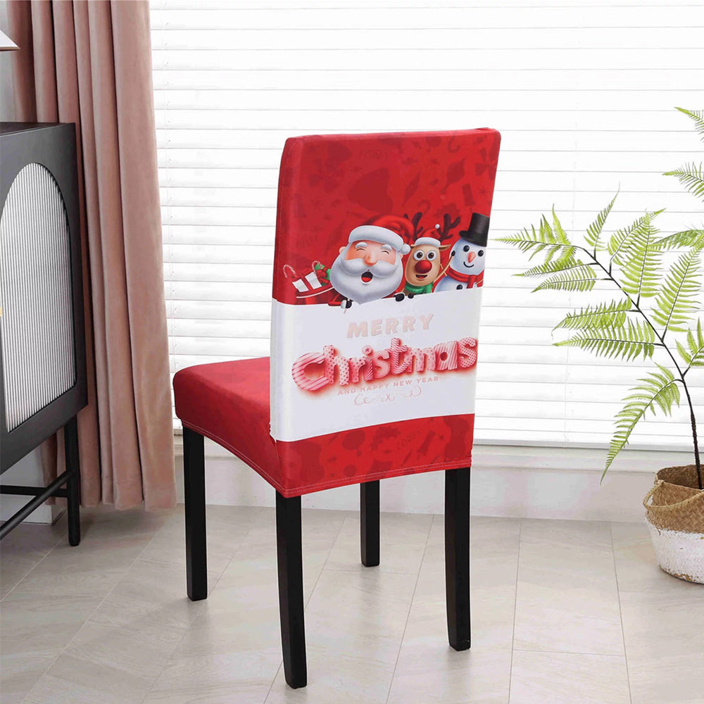 4Pcs Christmas Chair Cover Dining Room Living Room Chair Slipcovers Xmas Party Decor Style 3