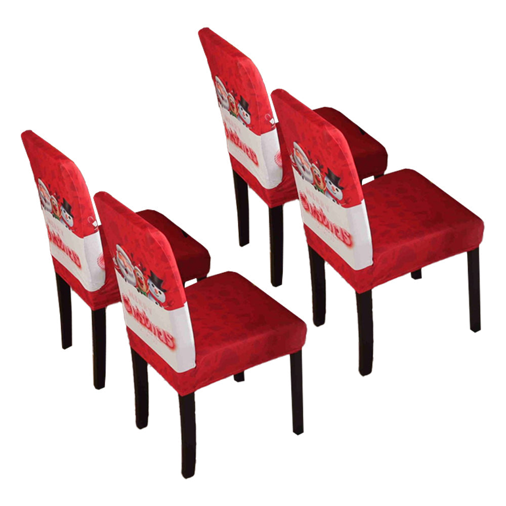 4Pcs Christmas Chair Cover Dining Room Living Room Chair Slipcovers Xmas Party Decor Style 3