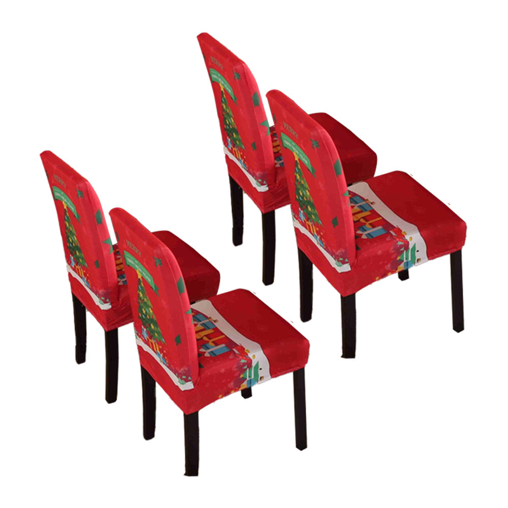 4Pcs Christmas Chair Cover Dining Room Living Room Chair Slipcovers Xmas Party Decor Style 1