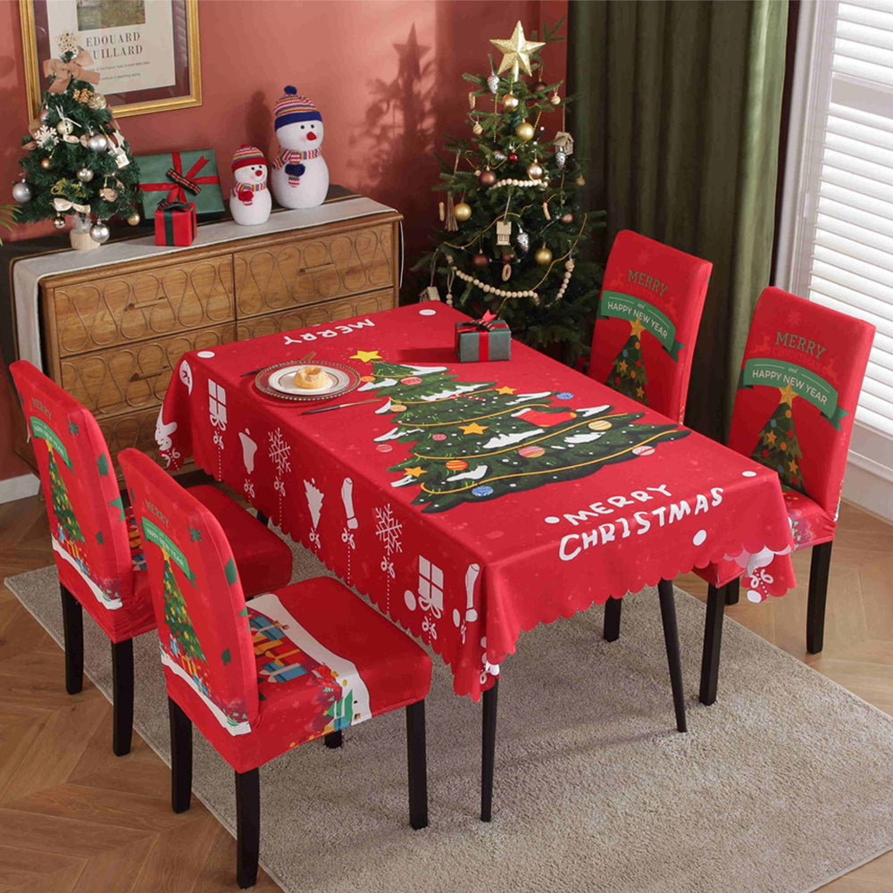 4Pcs Christmas Chair Cover Dining Room Living Room Chair Slipcovers Xmas Party Decor Style 1