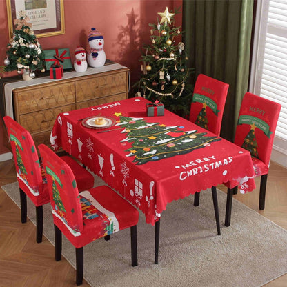 Christmas Tablecloth and Dining Chair Cover Set Xmas Dining Room Decor - Style 1