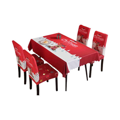 Christmas Tablecloth and Dining Chair Cover Set Xmas Dining Room Decor - Style 2