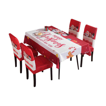 Christmas Tablecloth and Dining Chair Cover Set Xmas Dining Room Decor - Style 3