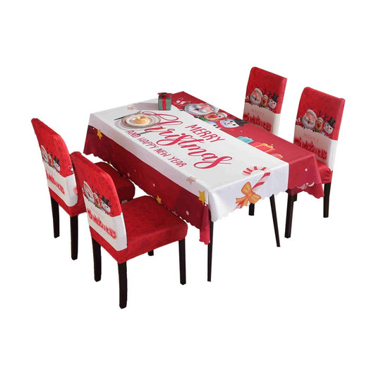 Christmas Tablecloth and Dining Chair Cover Set Xmas Dining Room Decor - Style 3