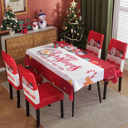 Christmas Tablecloth and Dining Chair Cover Set Xmas Dining Room Decor - Style 3