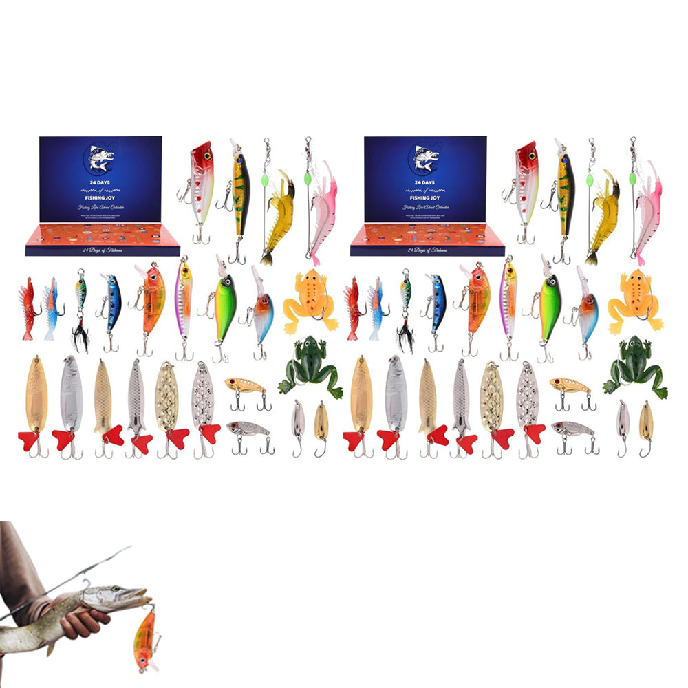 2 Pieces 24 Days Fishing Baits Set Christmas Advent Calendar