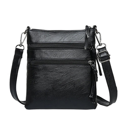 2Pcs Multi-Pocket Womens Mobile Phone Bag Crossbody Bag Shoulder Bag-Black+Brown