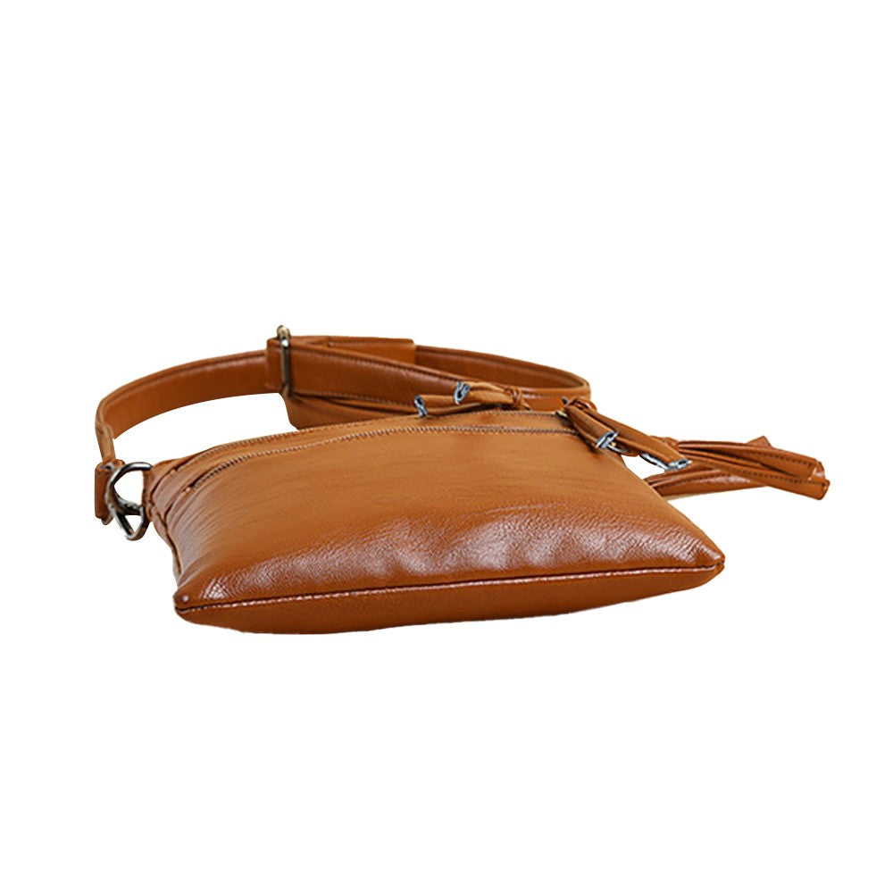 2Pcs Multi-Pocket Womens Mobile Phone Bag Crossbody Bag Shoulder Bag-Black+Brown
