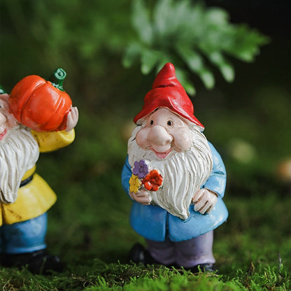 14Pcs Miniature Garden Gnome Statues Mini Resin Dwarf Ornaments Sculpture