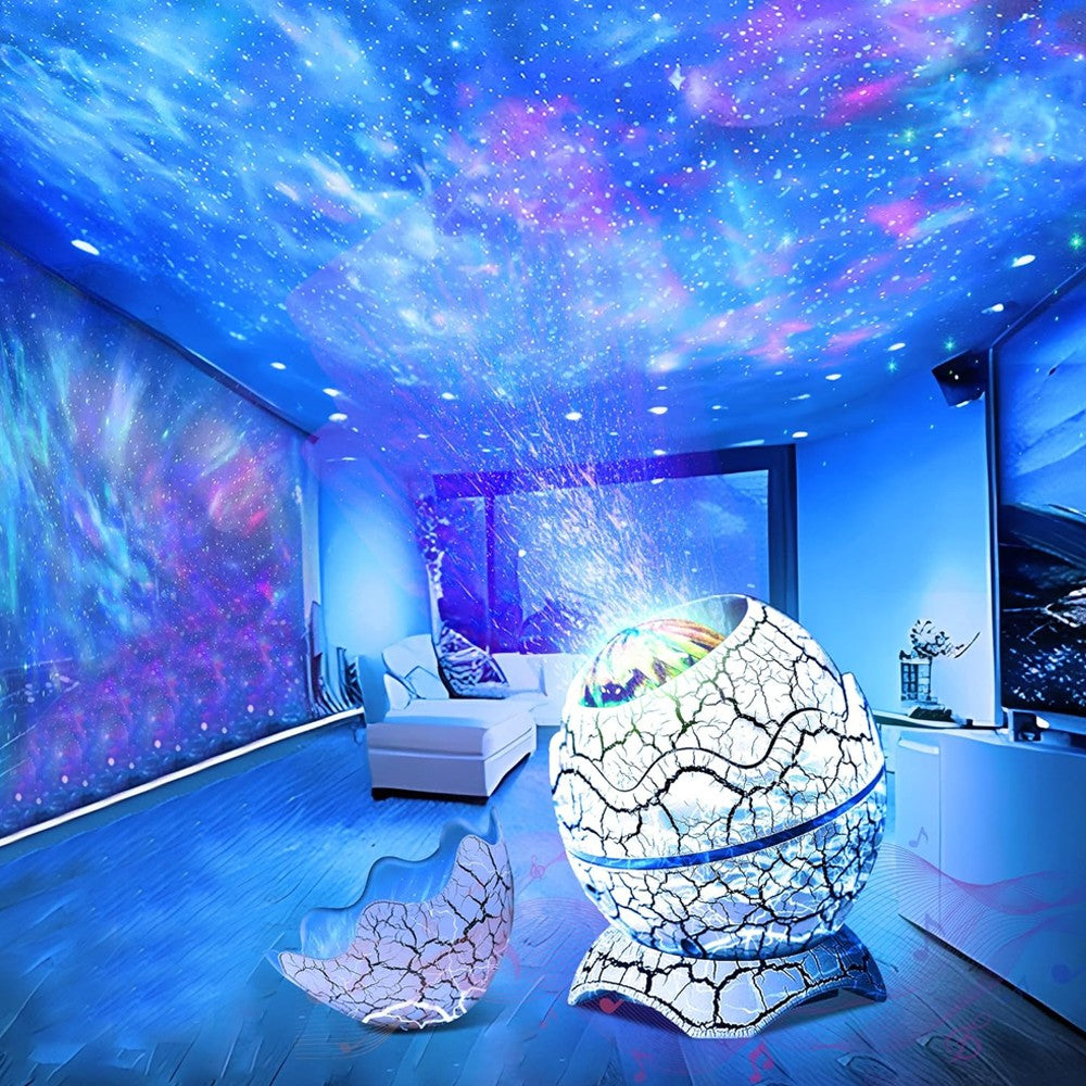 Dinosaur Egg Galaxy Star Projector Starry Light with Bluetooth Speaker White