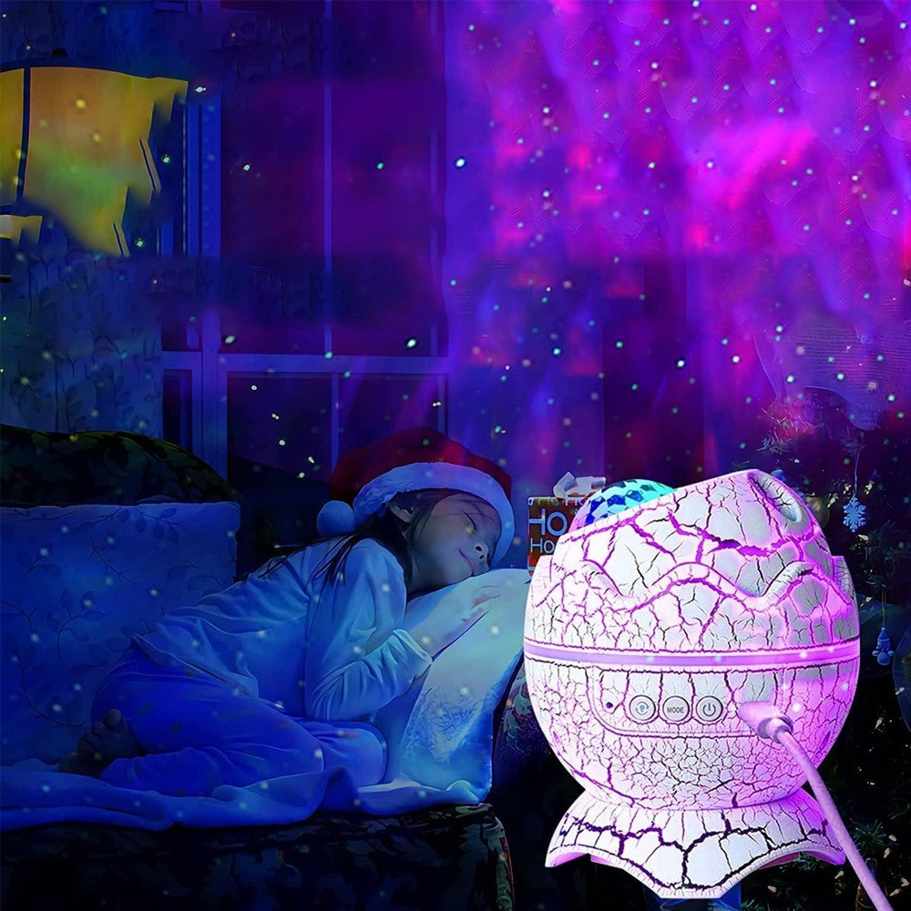 Dinosaur Egg Galaxy Star Projector Starry Light with Bluetooth Speaker White