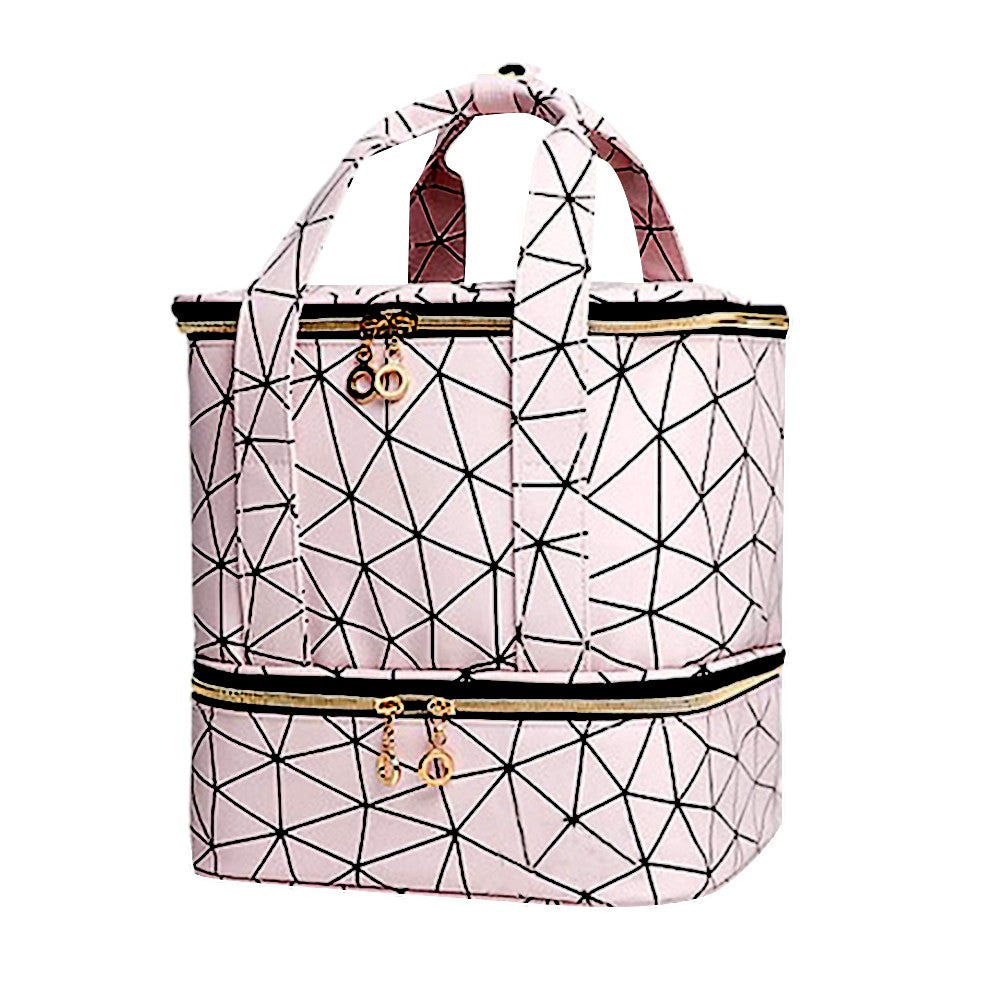 Double-layer Nail Polish Carrying Case Bag Storage Box Holds Pink