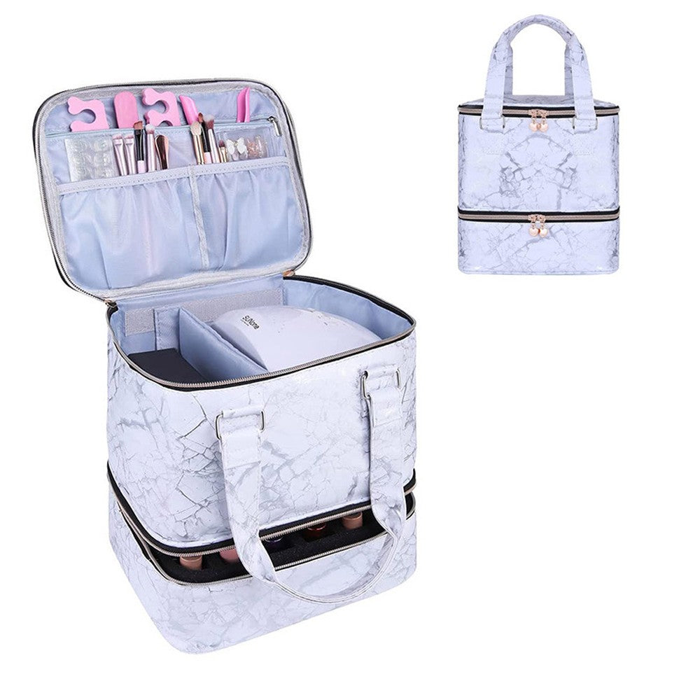Double-layer Nail Polish Carrying Case Bag Storage Box Purple