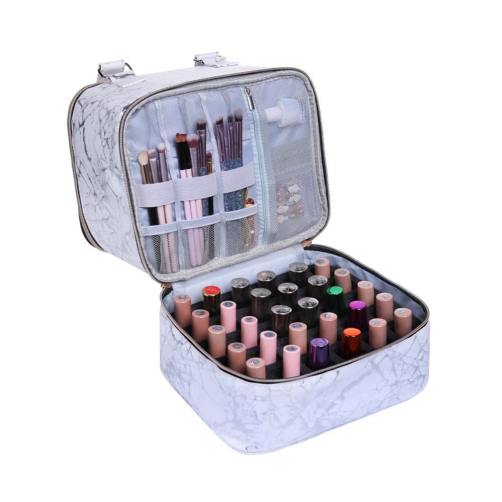 Double-layer Nail Polish Carrying Case Bag Storage Box Purple