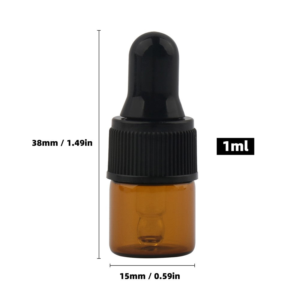 50Pcs Amber Glass Dropper Bottle Essential Oils Perfumes Bottle with Funnel