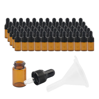 50Pcs Amber Glass Dropper Bottle Essential Oils Perfumes Bottle with Funnel