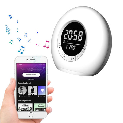 Touch Control RGB LED Wake Up Light with Bluetooth Speaker Digital Alarm Clock