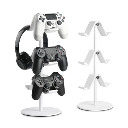 3-Tier Controller Stand Adjustable Game Controller Headset Holder White