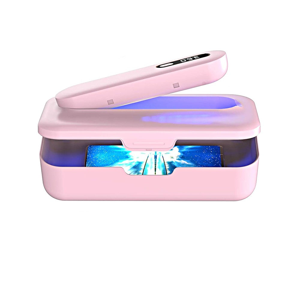 Portable UV Light Sanitizer Box Rechargeable Ultraviolet Light Disinfection for Phone Makeup Tool Pink