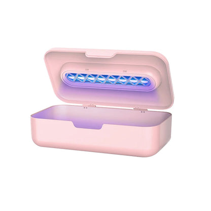 Portable UV Light Sanitizer Box Rechargeable Ultraviolet Light Disinfection for Phone Makeup Tool Pink