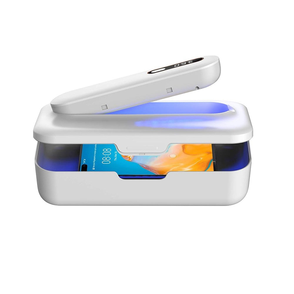 Portable UV Light Sanitizer Box Rechargeable Ultraviolet Light Disinfection for Phone Makeup Tool White