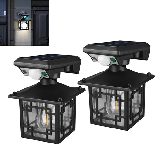 2Pcs Solar Outdoor LED Wall Light Wall Mount 3 Modes Motion Sensor Night Light