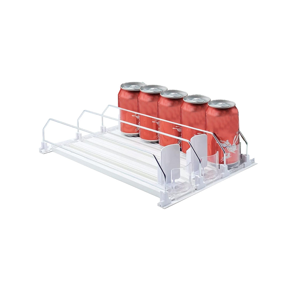 Drink Organizer for Fridge Automatic Pusher Glide Can Dispenser White