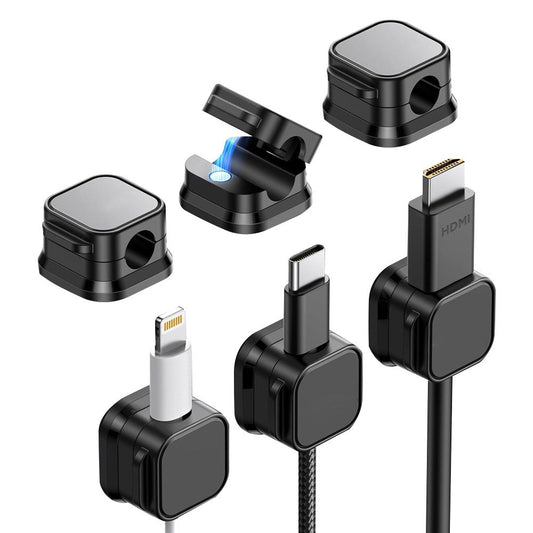 3Pcs Magnetic Cable Clips Self-Adhesive Cord Holder Under Desk Cable Management Wire Holder Black