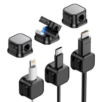 3Pcs Magnetic Cable Clips Self-Adhesive Cord Holder Under Desk Cable Management Wire Holder Black