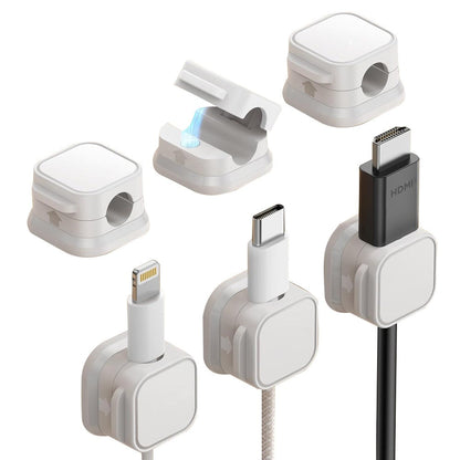 3Pcs Magnetic Cable Clips Self-Adhesive Cord Holder Under Desk Cable Management Wire Holder White