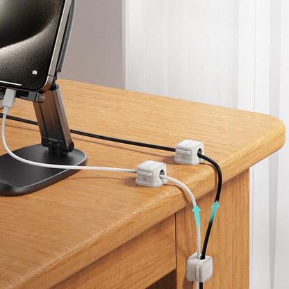 6Pcs Magnetic Cable Clips Self-Adhesive Cord Holder Under Desk Cable Management Wire Holder White