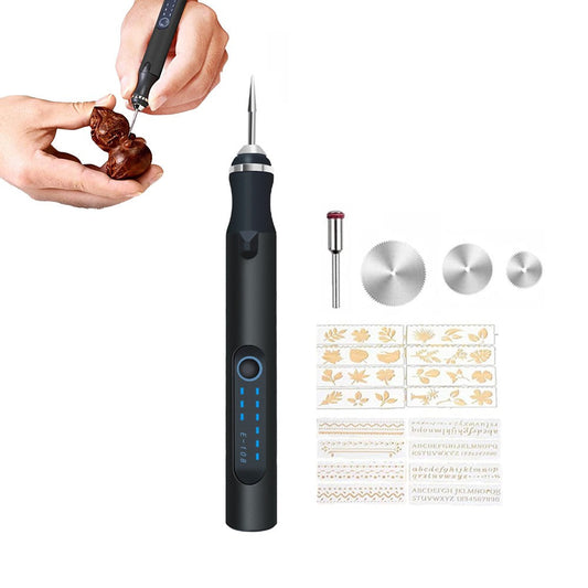 Electric Micro Engraving Pen Kit USB Rechargeable DIY Engraving Tool Black
