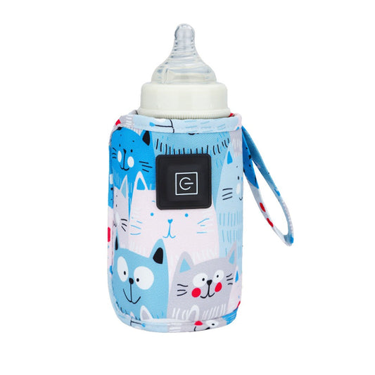 Travel USB Baby Bottle Warmer Milk Heater Bag Thermostat Portable Pouch Blue