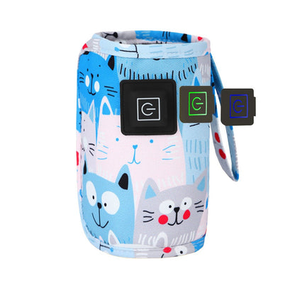 Travel USB Baby Bottle Warmer Milk Heater Bag Thermostat Portable Pouch Blue