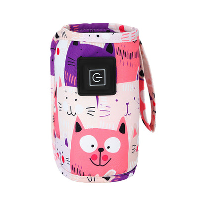 Travel USB Baby Bottle Warmer Milk Heater Bag Thermostat Portable Pouch Pink