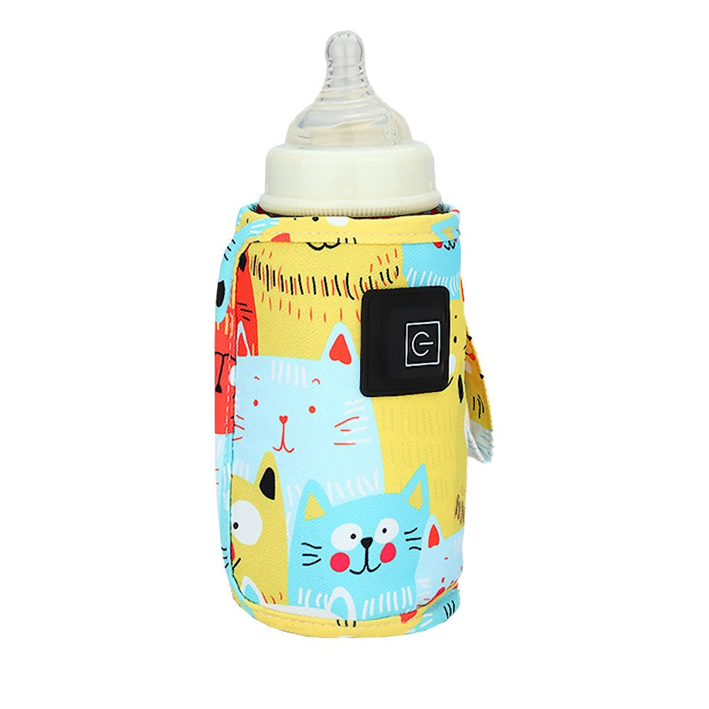 Travel USB Baby Bottle Warmer Milk Heater Bag Thermostat Portable Pouch Yellow